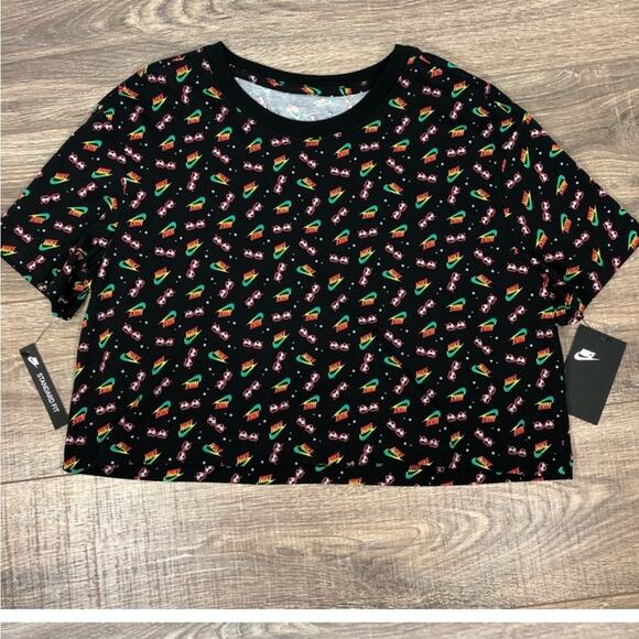NWT Nike black and rainbow sunglasses crop top tshirt - Picture 1 of 4